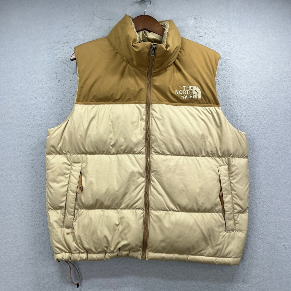 The North Face Nuptse Vest Womens XL Beige 600 Down Puffer Gorpcore Ski Outdoor